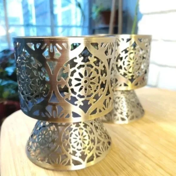 Pair of Perforated Metal Candle Sleeves or Holders - Picture 5 of 8